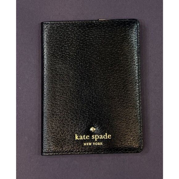 Kate Spade Grove Street Adi Card Wallet Passport Holder Set Black Cream Leather - Picture 5 of 11